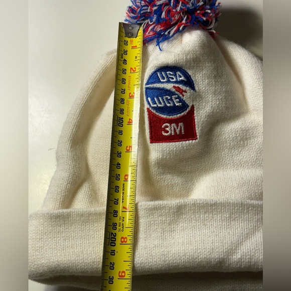 Vintage High End Thick White USA Olympics 3M Luge Team Beanie Hat MINTY OS - Picture 6 of 7